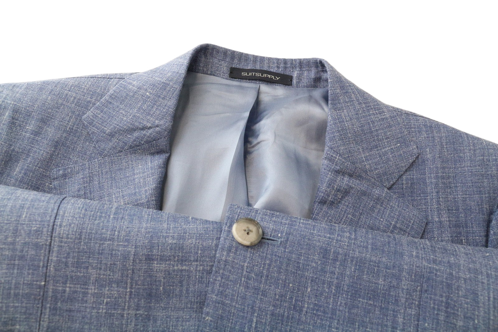 SUITSUPPLY La Spalla Men's Blazer UK38R Blue Linen Silk Wool Blend Single-Breast