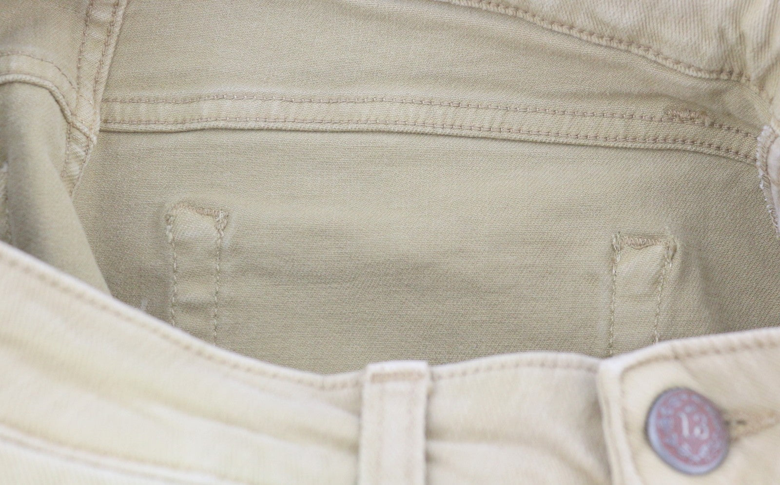 R13 Boy Straight Women Jeans 25 Khaki Stretch Washed Cropped Ankle Zip RRP€699