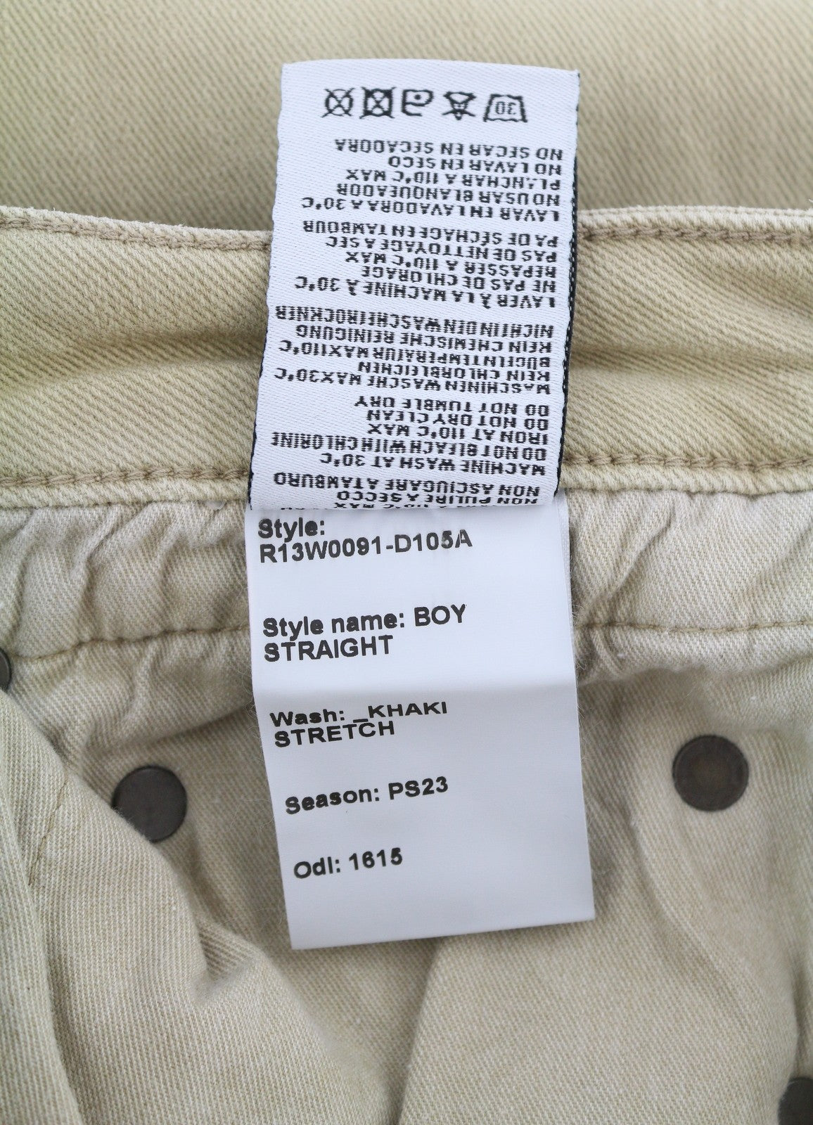 R13 Boy Straight Women Jeans 25 Khaki Stretchy Faded Cropped Ankled RRP€699