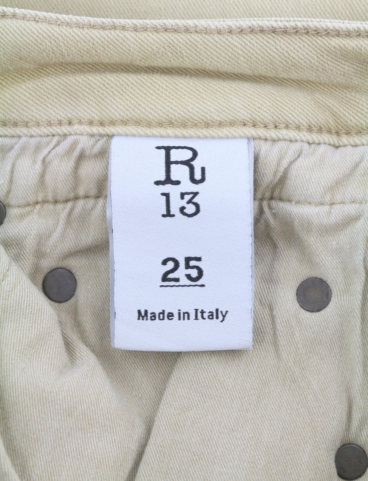 R13 Boy Straight Women Jeans 25 Khaki Stretchy Faded Cropped Ankled RRP€699