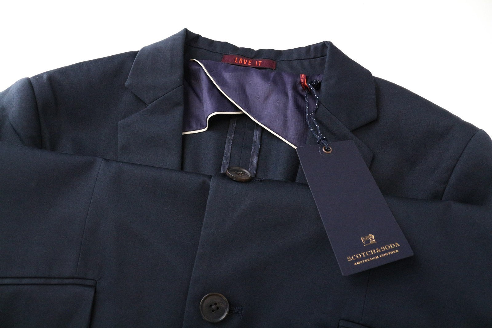 SCOTCH & SODA Ams Couture Men's Blazer S Navy Cotton Stretch Single-Breast Style