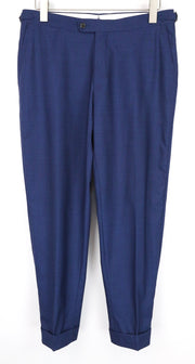 SUITSUPPLY Brescia Men's Trousers UK34R Blue Wool Pleated Cuffed Front Smart Fit