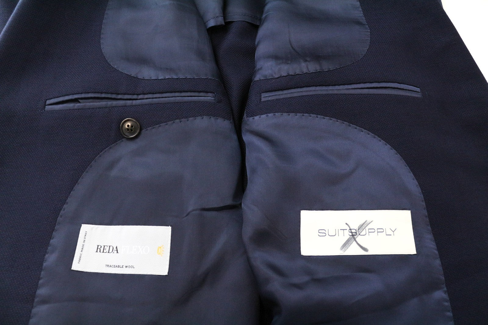 SUITSUPPLY La Spalla Men's Blazer UK52S Blue Wool Stretch Single-Breast Formal