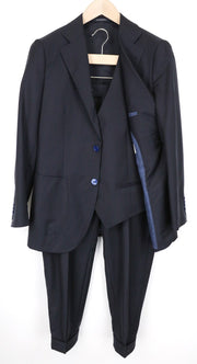 SUITSUPPLY La Spalla Men's Suit UK34S Navy Blue 3 Piece Pure Wool Single-Breast