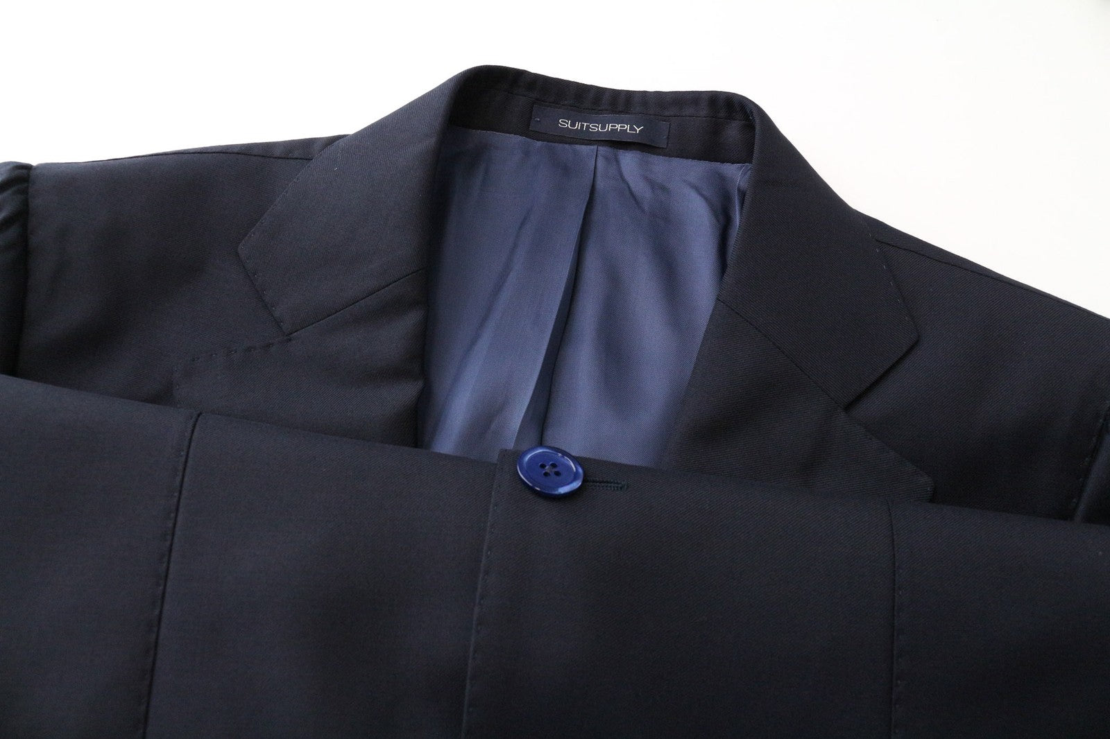 SUITSUPPLY La Spalla Men's Suit UK34S Navy Blue 3 Piece Pure Wool Single-Breast