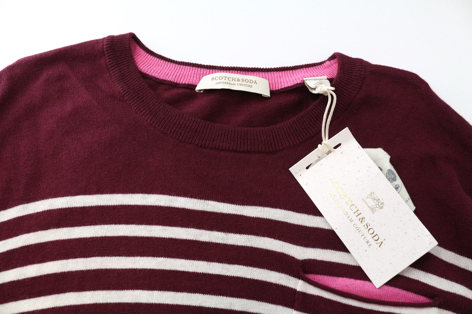 SCOTCH & SODA Ams Couture Men's Sweatshirt L Purple Red Striped Casual Pullover