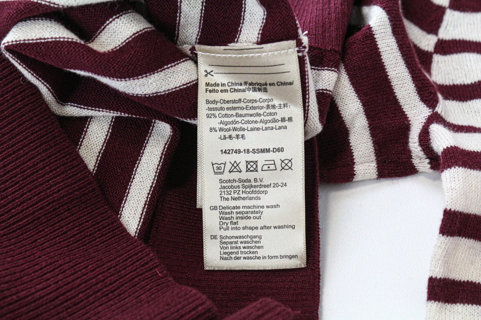 SCOTCH & SODA Ams Couture Men's Sweatshirt L Purple Red Striped Casual Pullover