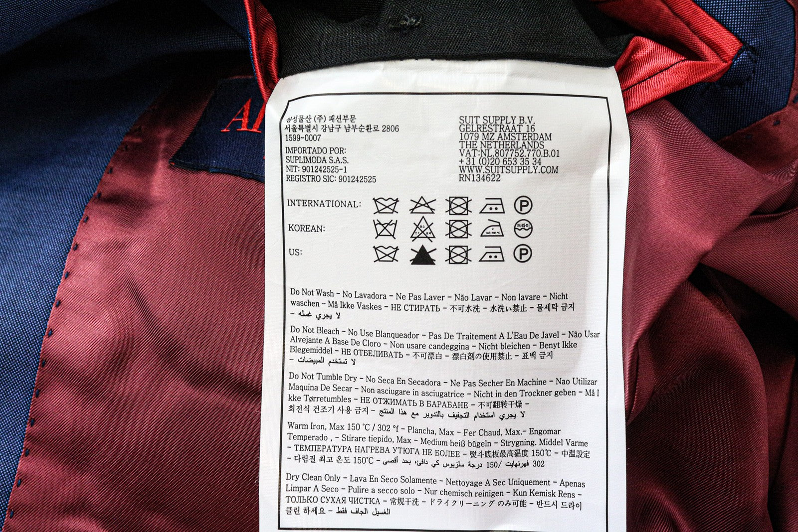 SUITSUPPLY La Spalla Men's Blazer UK42S Blue Wool Mohair Single-Breast Lined