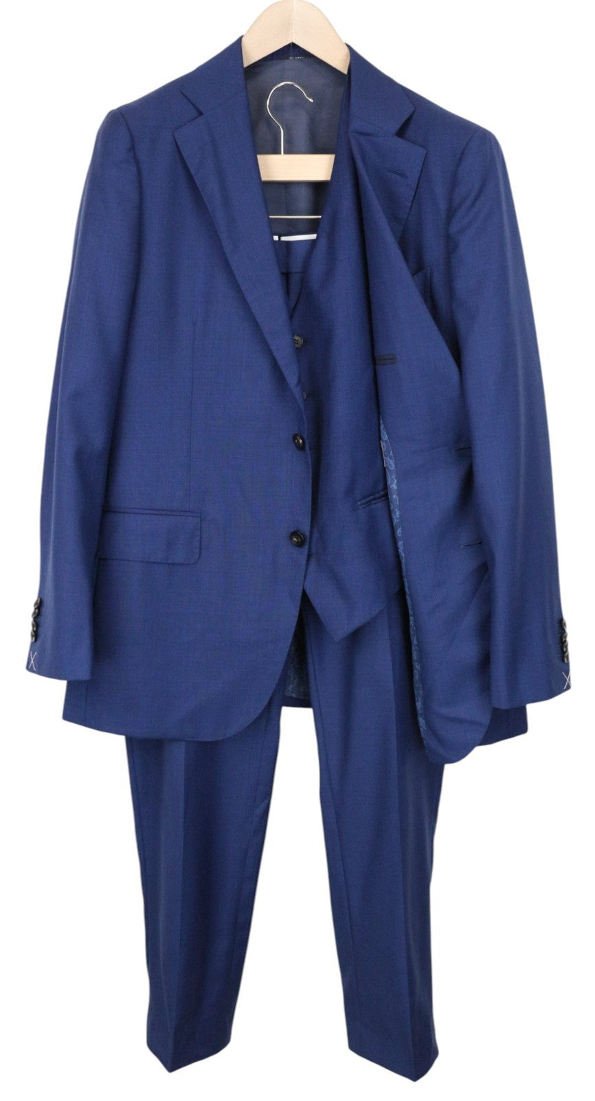 SUITSUPPLY La Spalla Men's Suit UK42R Blue 3 Piece Pure Wool Single-Breasted Set