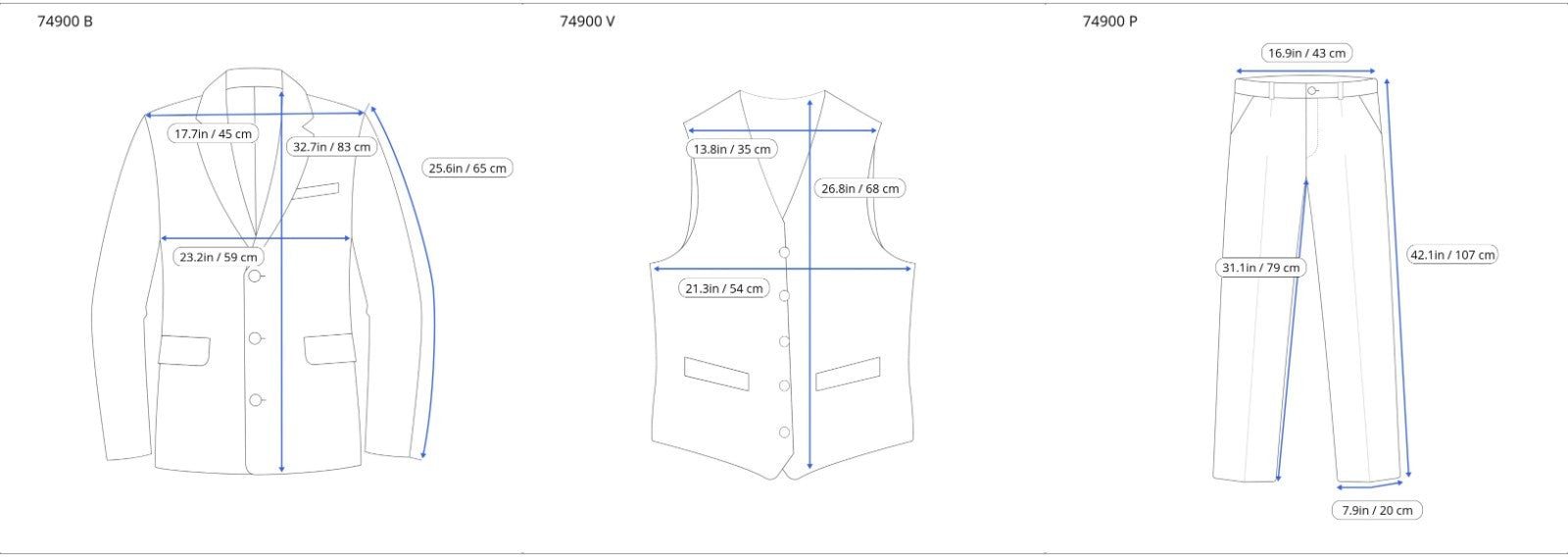 SUITSUPPLY La Spalla Men's Suit UK42R Blue 3 Piece Pure Wool Single-Breasted Set