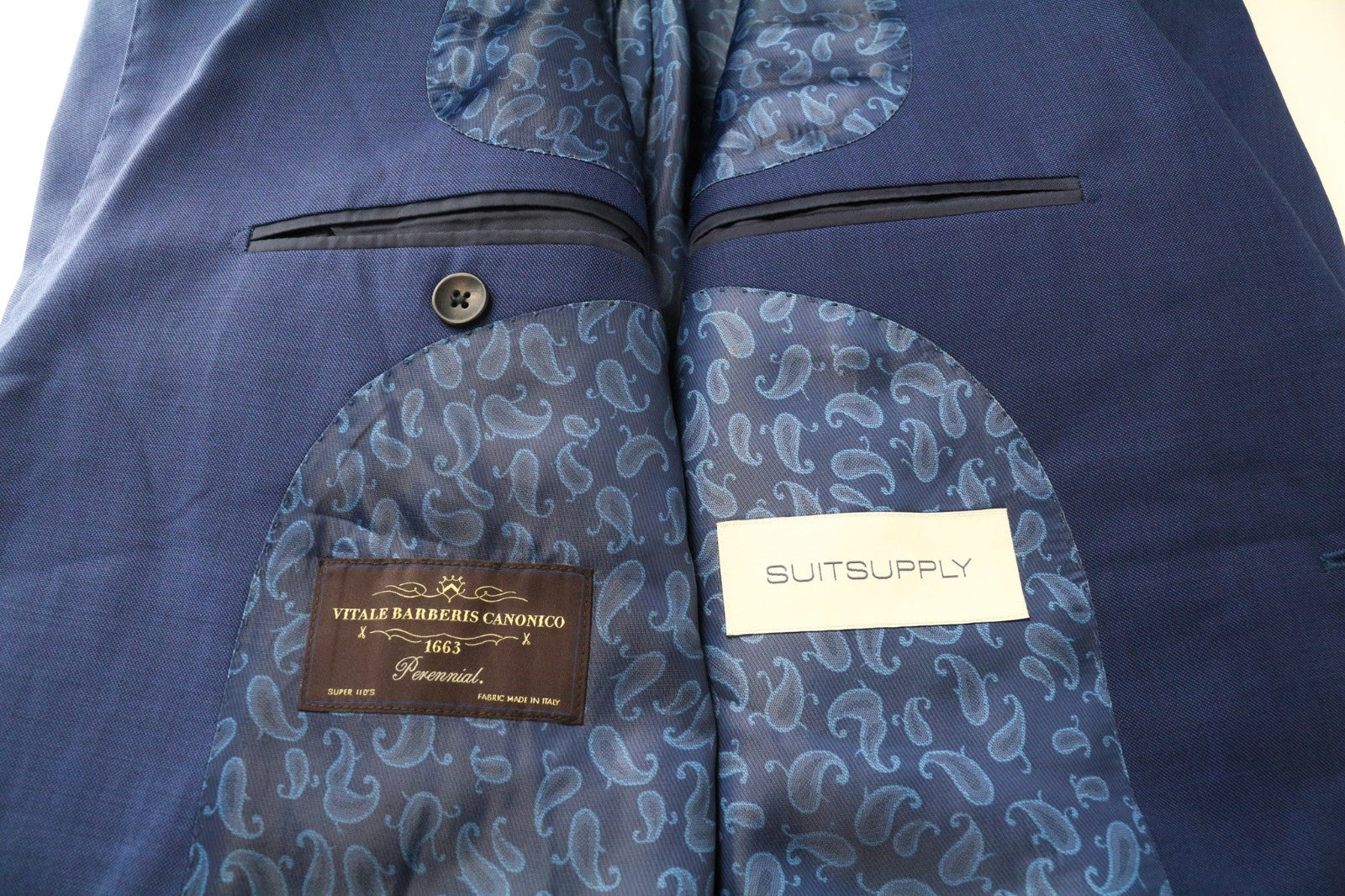 SUITSUPPLY La Spalla Men's Suit UK42R Blue 3 Piece Pure Wool Single-Breasted Set