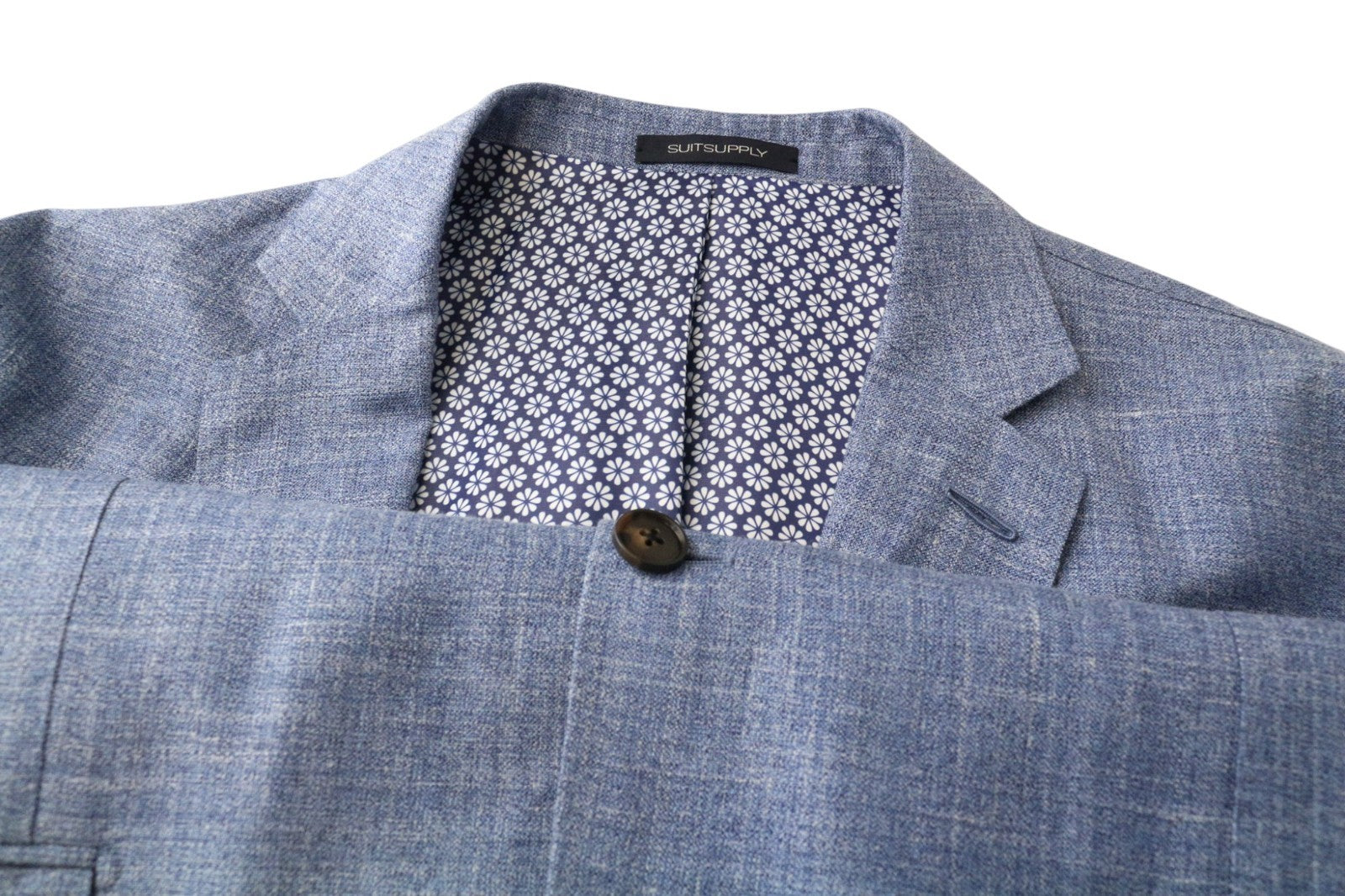 SUITSUPPLY La Spalla Men's Suit UK46R Blue 2 Piece Linen Wool Silk Blend Outfit