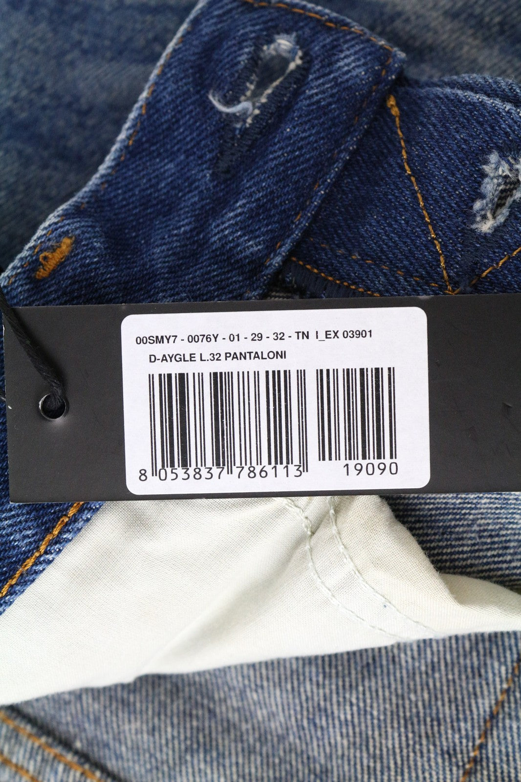 DIESEL D-Aygle 0076Y Men's Jeans W29/L32 Blue Buttoned Non-Stretch Tapered Fit