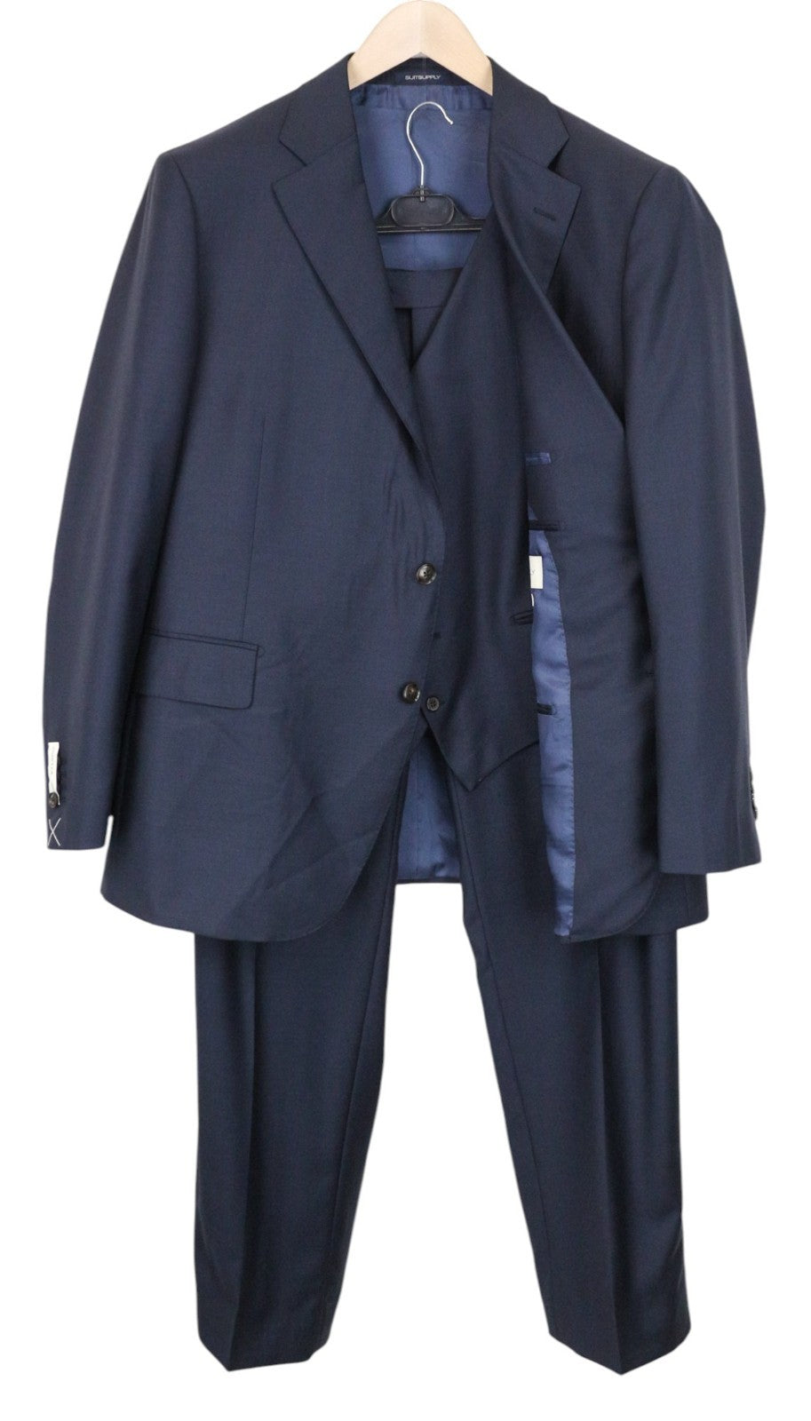 SUITSUPPLY Lazio Men's Suit UK50S Blue Slim 3Pc Perennial S110s Wool Blend