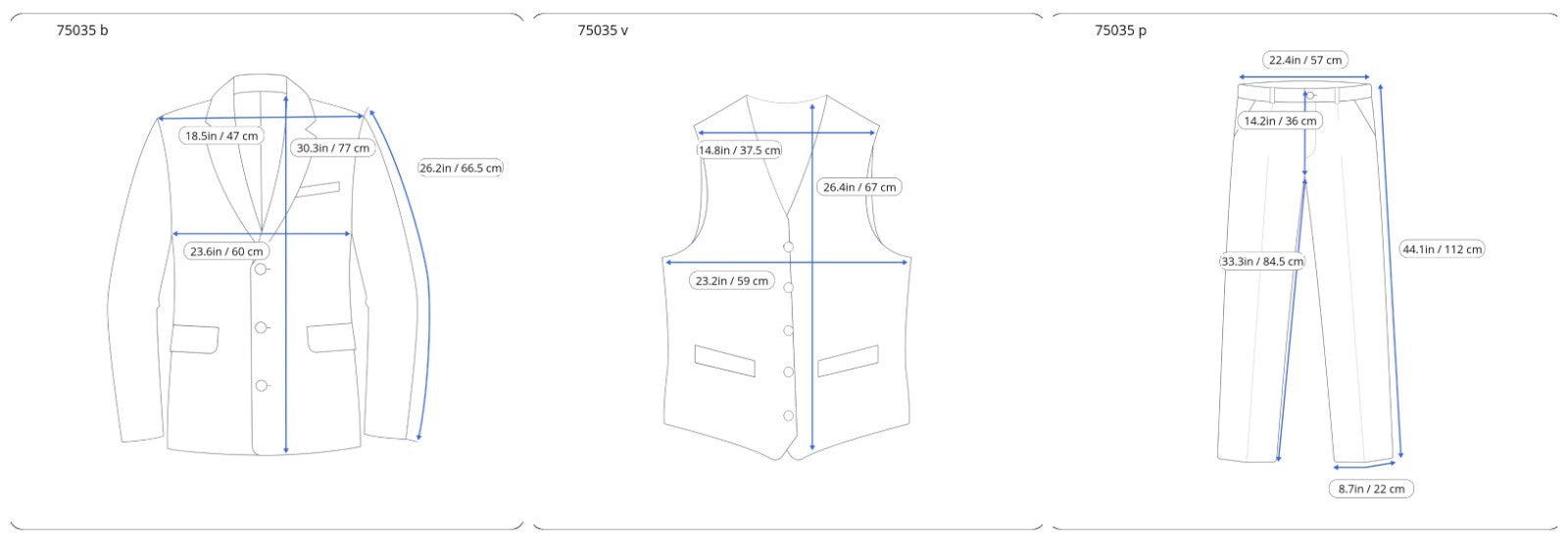 SUITSUPPLY Lazio Men's Suit UK50S Blue Slim 3Pc Perennial S110s Wool Blend