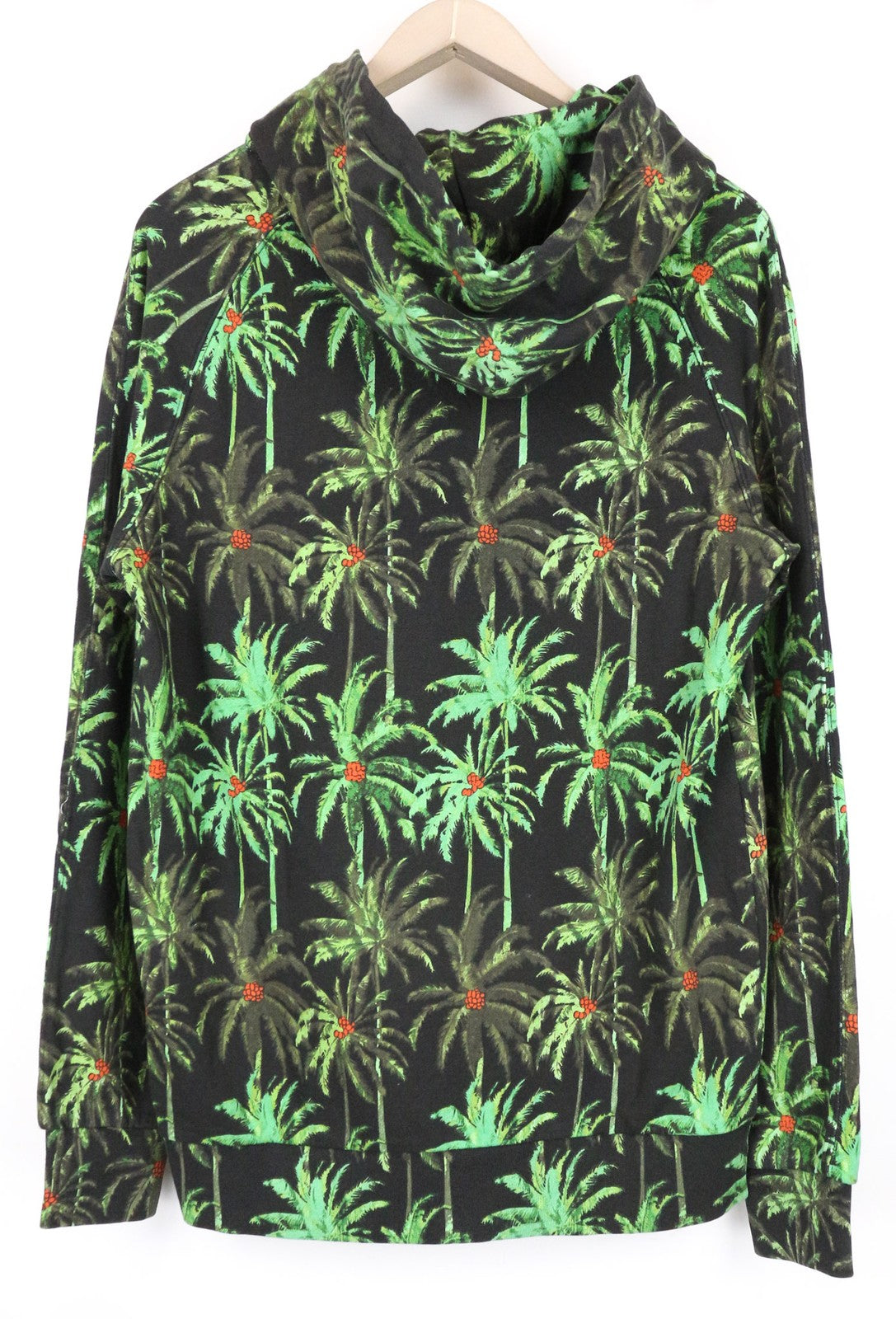 SCOTCH & SODA Men's Sweatshirt L Green Palm Print Hoodie Pure Cotton Jersey