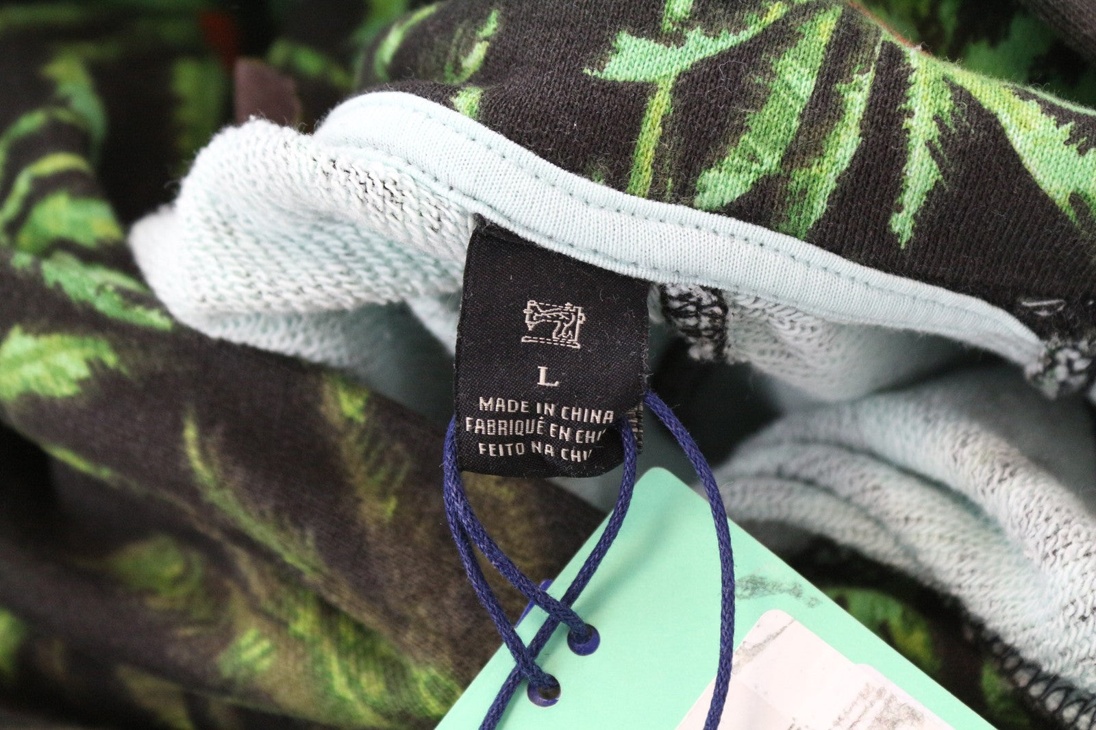 SCOTCH & SODA Men's Sweatshirt L Green Palm Print Hoodie Pure Cotton Jersey