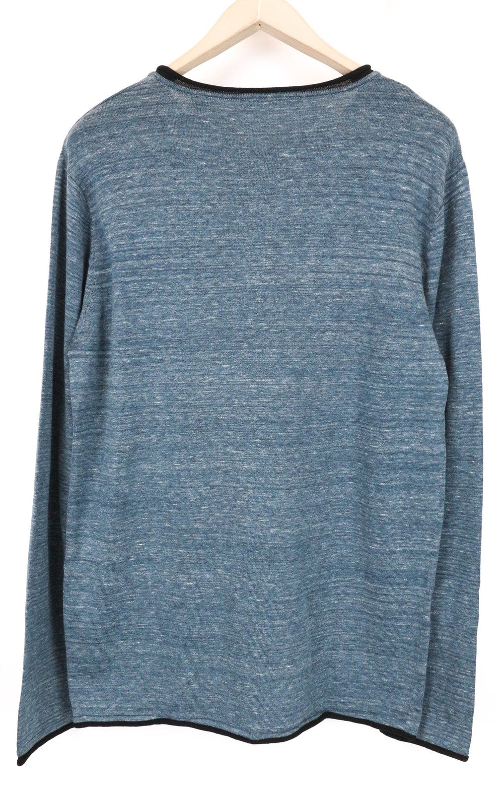 SCOTCH & SODA Men's T-Shirt L Henley Neck Tight-Knit Blue Melange Pure Cotton