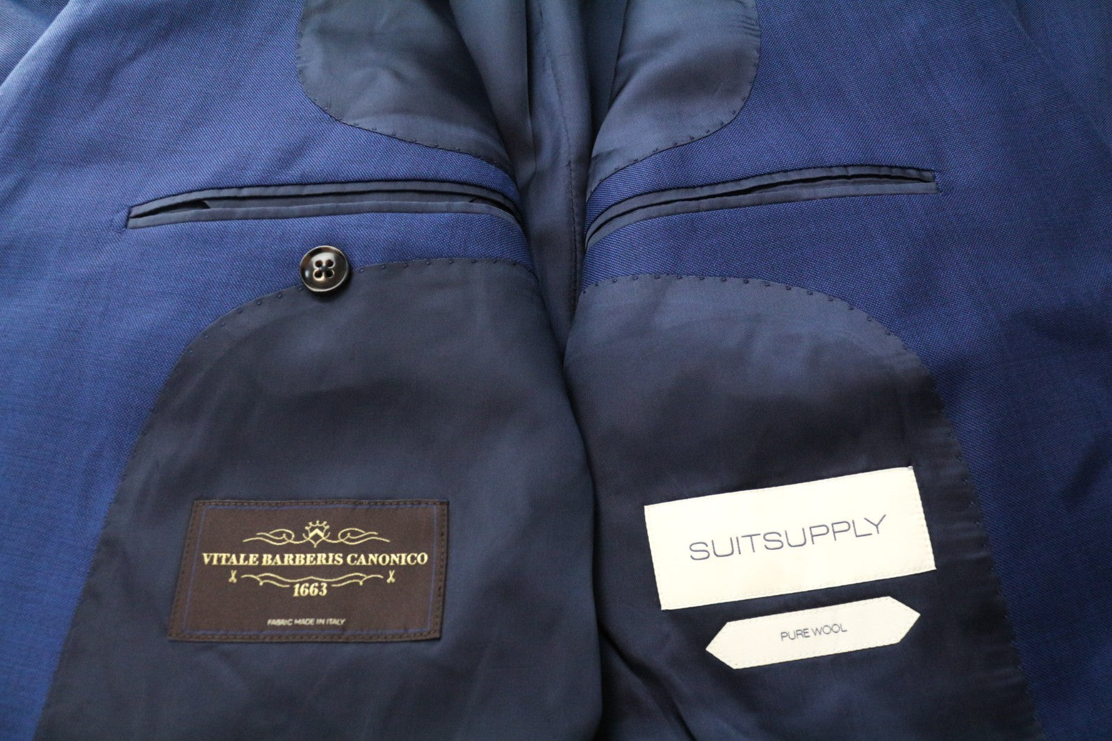 SUITSUPPLY Lazio Men's Suit UK48S Slim Pure Wool Mid Blue Sharkskin 2-Piece