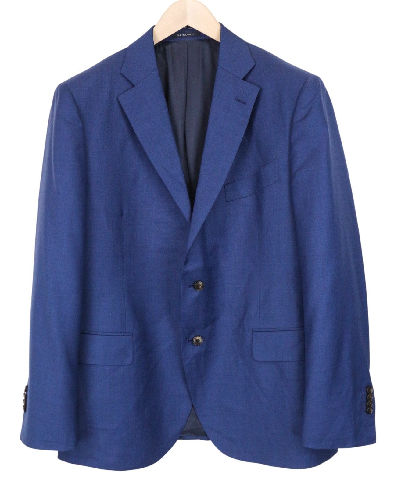 SUITSUPPLY Lazio Men's Suit UK48S Slim Pure Wool Mid Blue Sharkskin 2-Piece