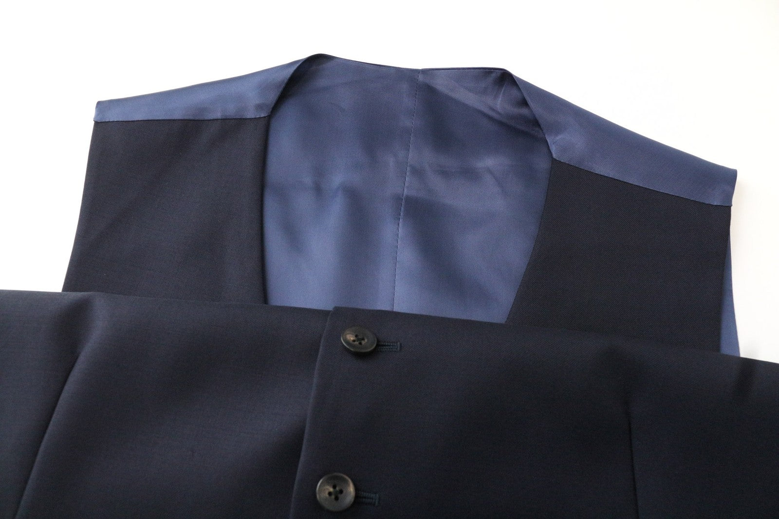 SUITSUPPLY Ferrara Men's Suit UK40S Navy Slim Flat-Front 2Pc Pure Wool Melange