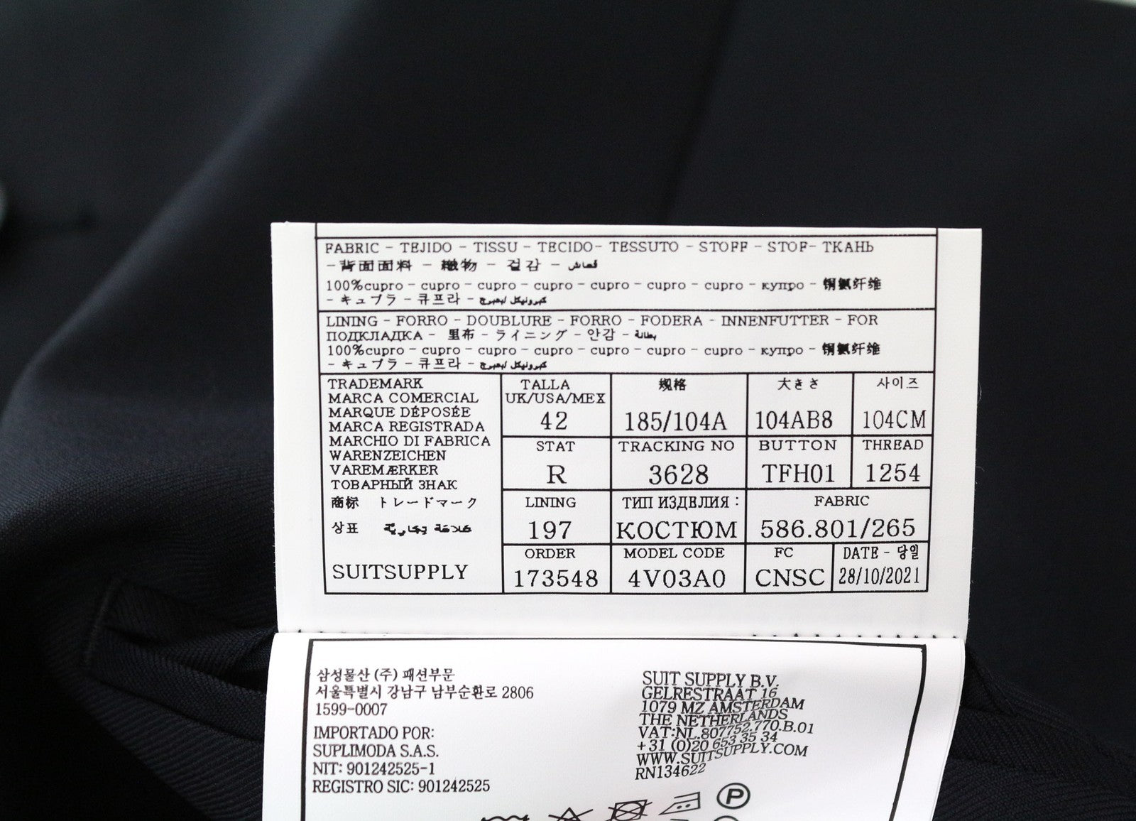 SUITSUPPLY Ferrara vyriška liemenė UK42R mėlyna plona vilnonė V formos iškirpte, reguliuojamo kirpimo 