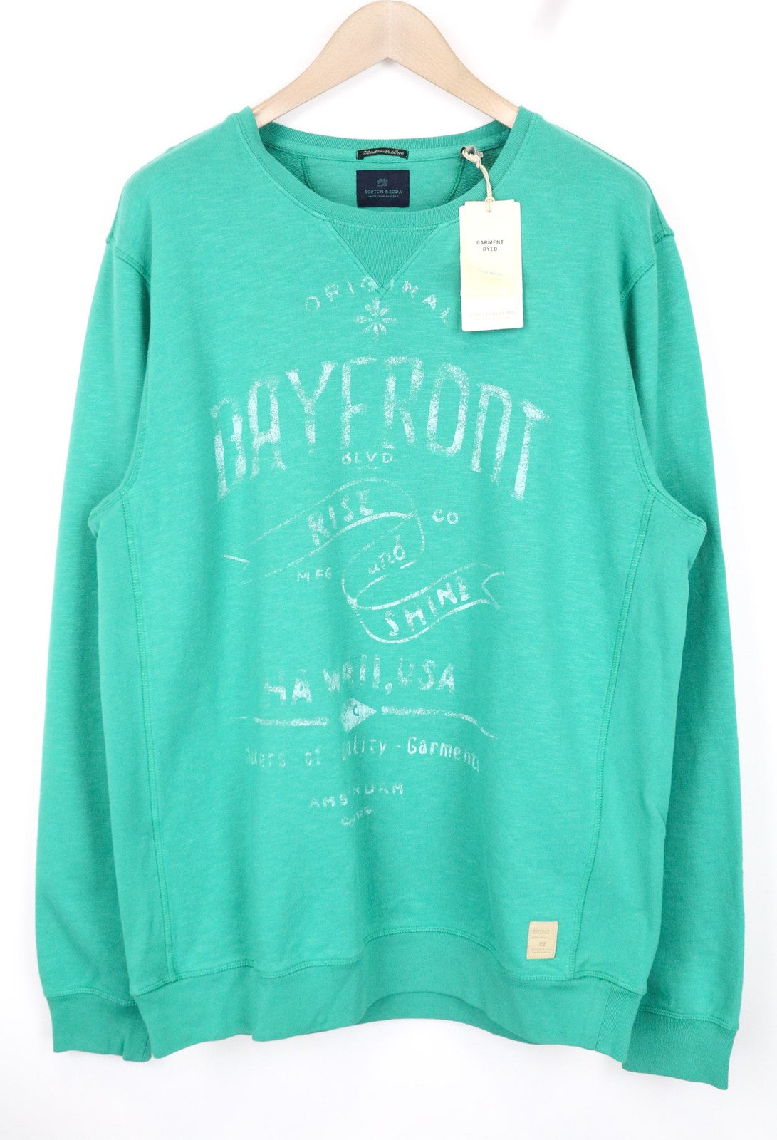 SCOTCH & SODA Men's Sweatshirt 2XL Green Crew Neck Graphic Cotton Fleece