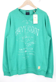 SCOTCH & SODA Men's Sweatshirt 2XL Green Crew Neck Graphic Cotton Fleece