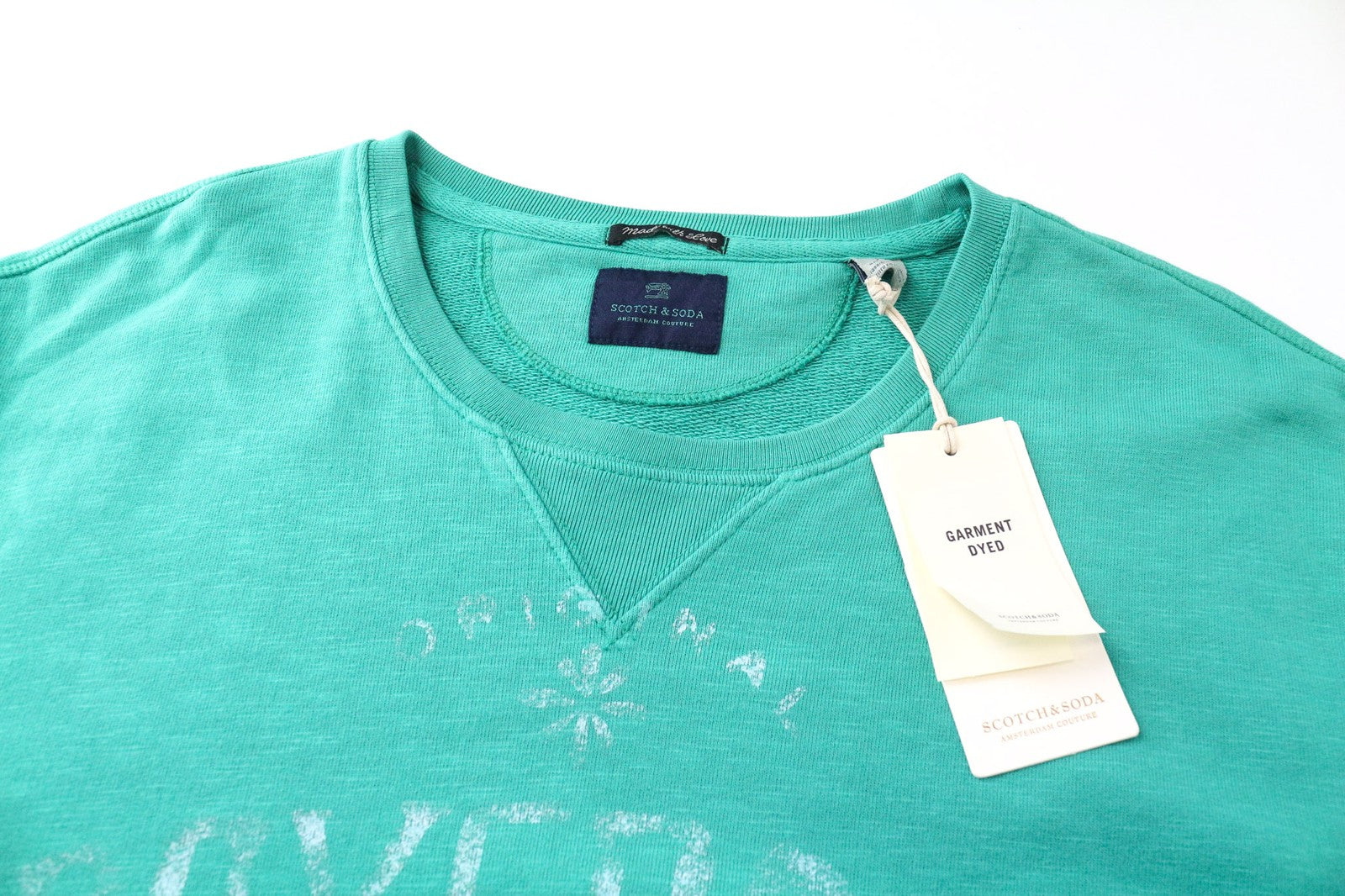 SCOTCH & SODA Men's Sweatshirt 2XL Green Crew Neck Graphic Cotton Fleece