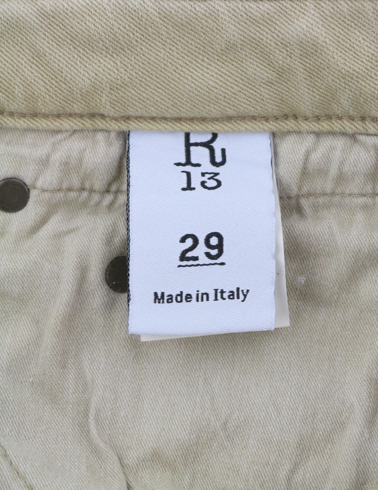 R13 Boy Straight Women Jeans 29 Khaki Stretch Faded Cropped Ankle Length RRP€699