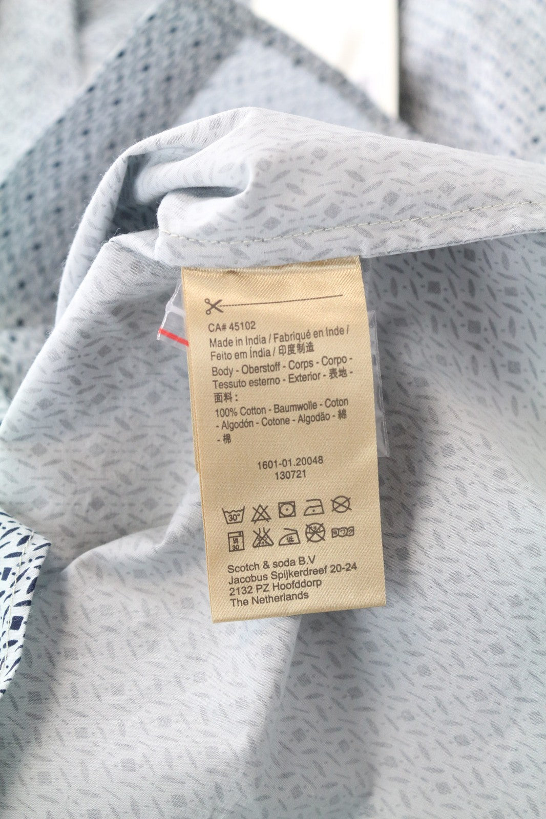 SCOTCH & SODA Men's Shirt S Blue Pure Cotton Poplin Patterned Button-Up Casual