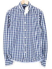 SCOTCH & SODA Men's Shirt S Blue Cotton Classic Gingham Button-Up Long Sleeve