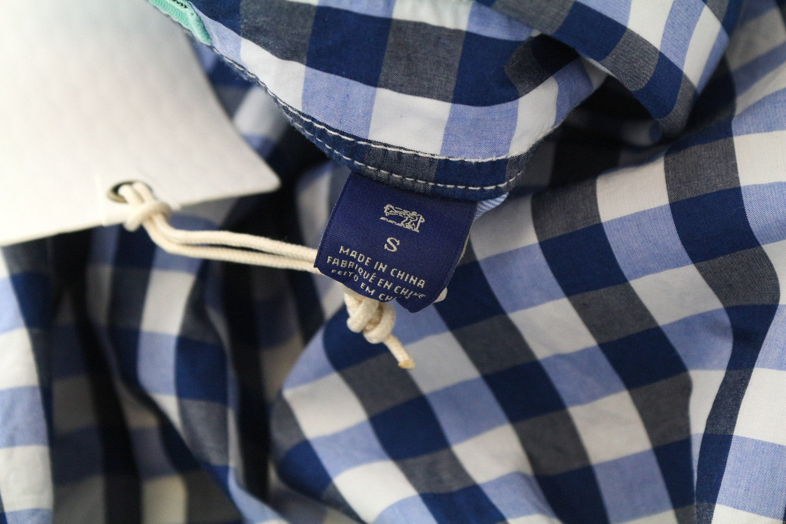 SCOTCH & SODA Men's Shirt S Blue Cotton Classic Gingham Button-Up Long Sleeve