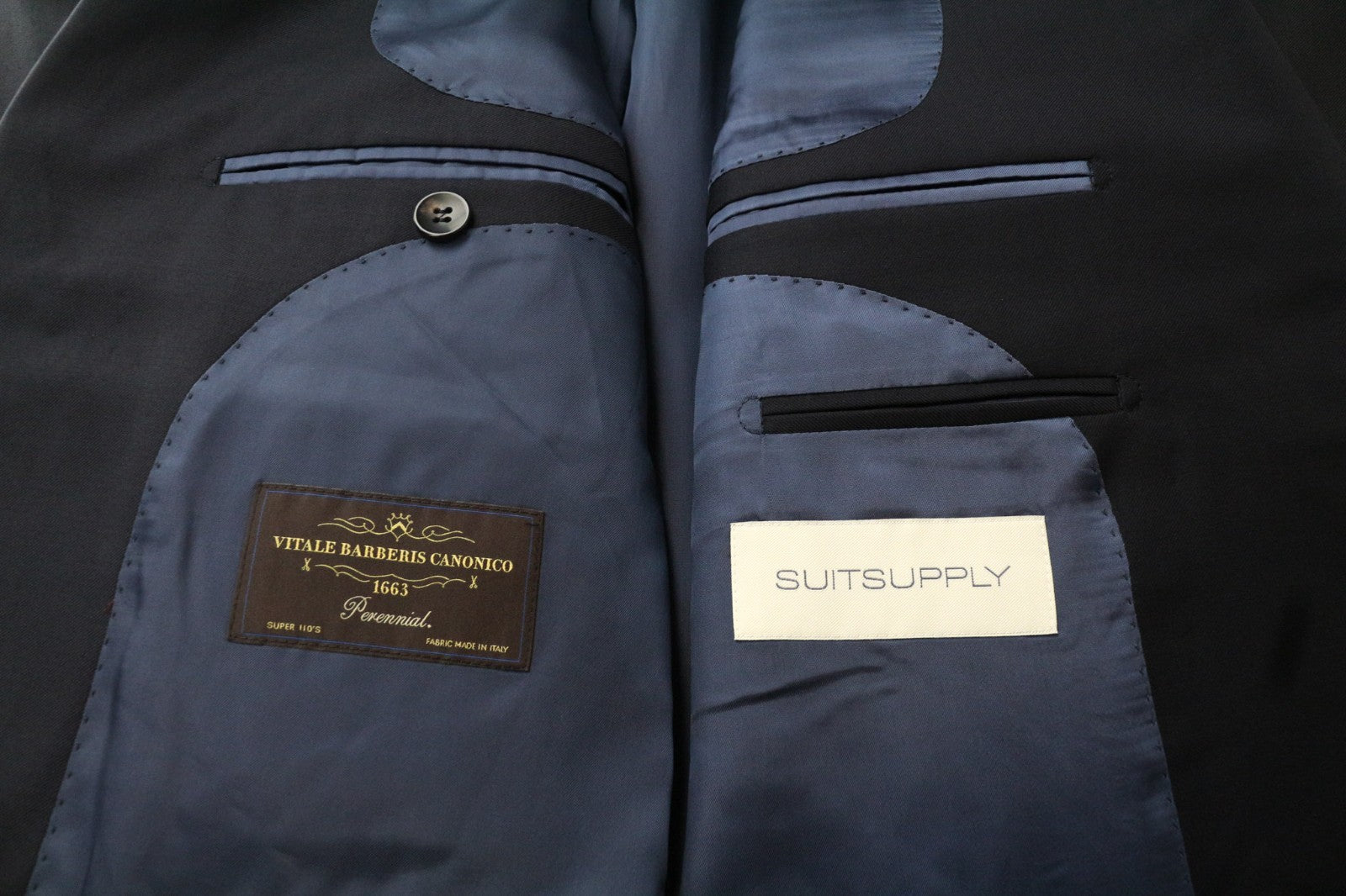 SUITSUPPLY La Spalla Men's Suit UK48L Wool Slim Blue 3Pc Perennial S110s