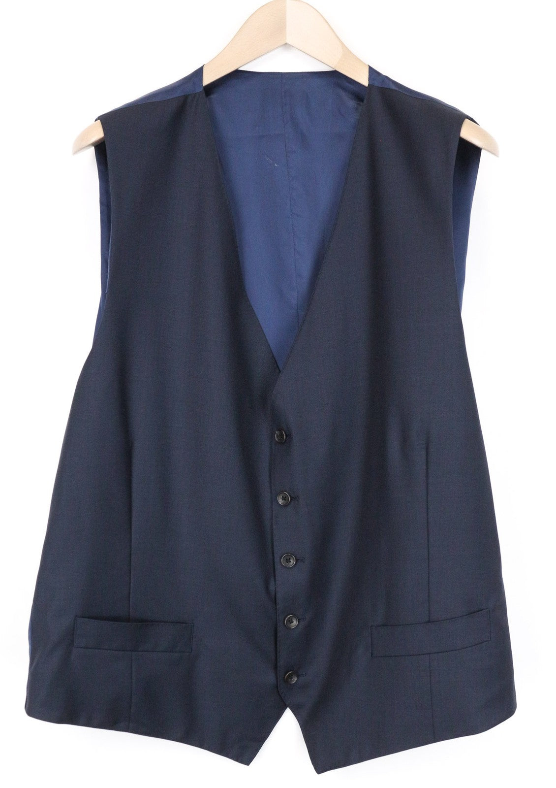 SUITSUPPLY Lazio vyriška liemenė, UK54, tamsiai mėlyna, vilnonė, plona, ​​melanžo, klasikinio stiliaus, oficiali 