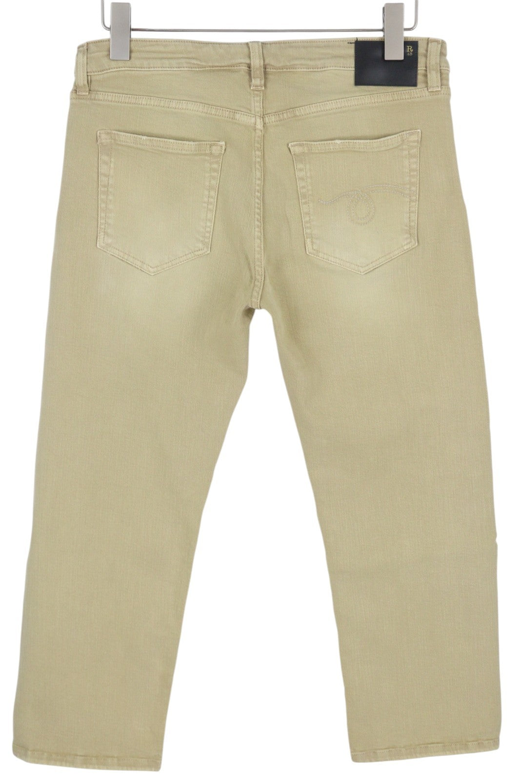R13 Boy Straight Women Jeans 30 Khaki Stretch Faded Cropped Ankle Length RRP€699