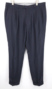 SUITSUPPLY Brescia Men's Trousers UK40R Blue Pure Wool Pleated Classic Fit