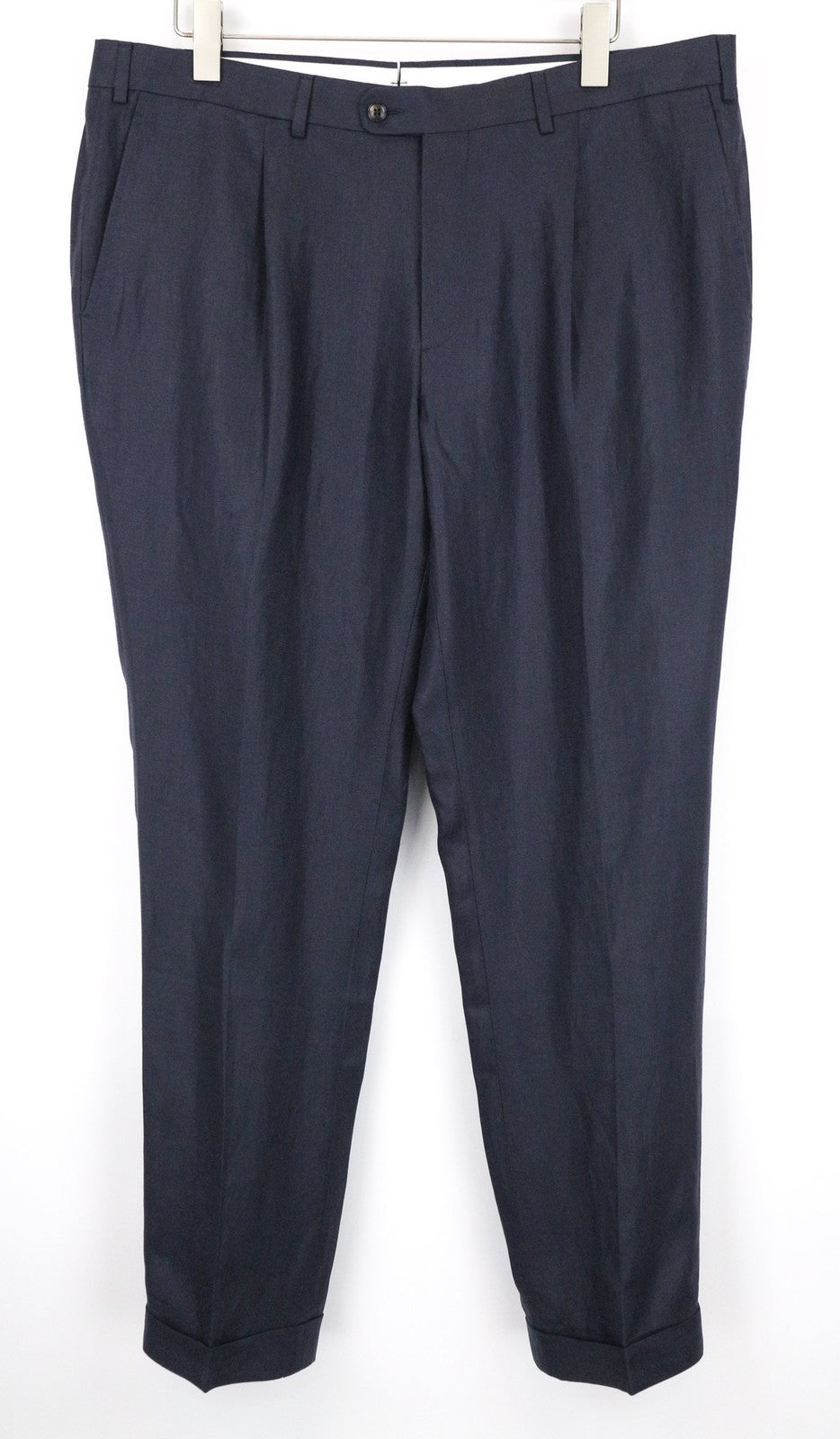 SUITSUPPLY Brescia Men's Trousers UK40R Blue Pure Wool Pleated Classic Fit