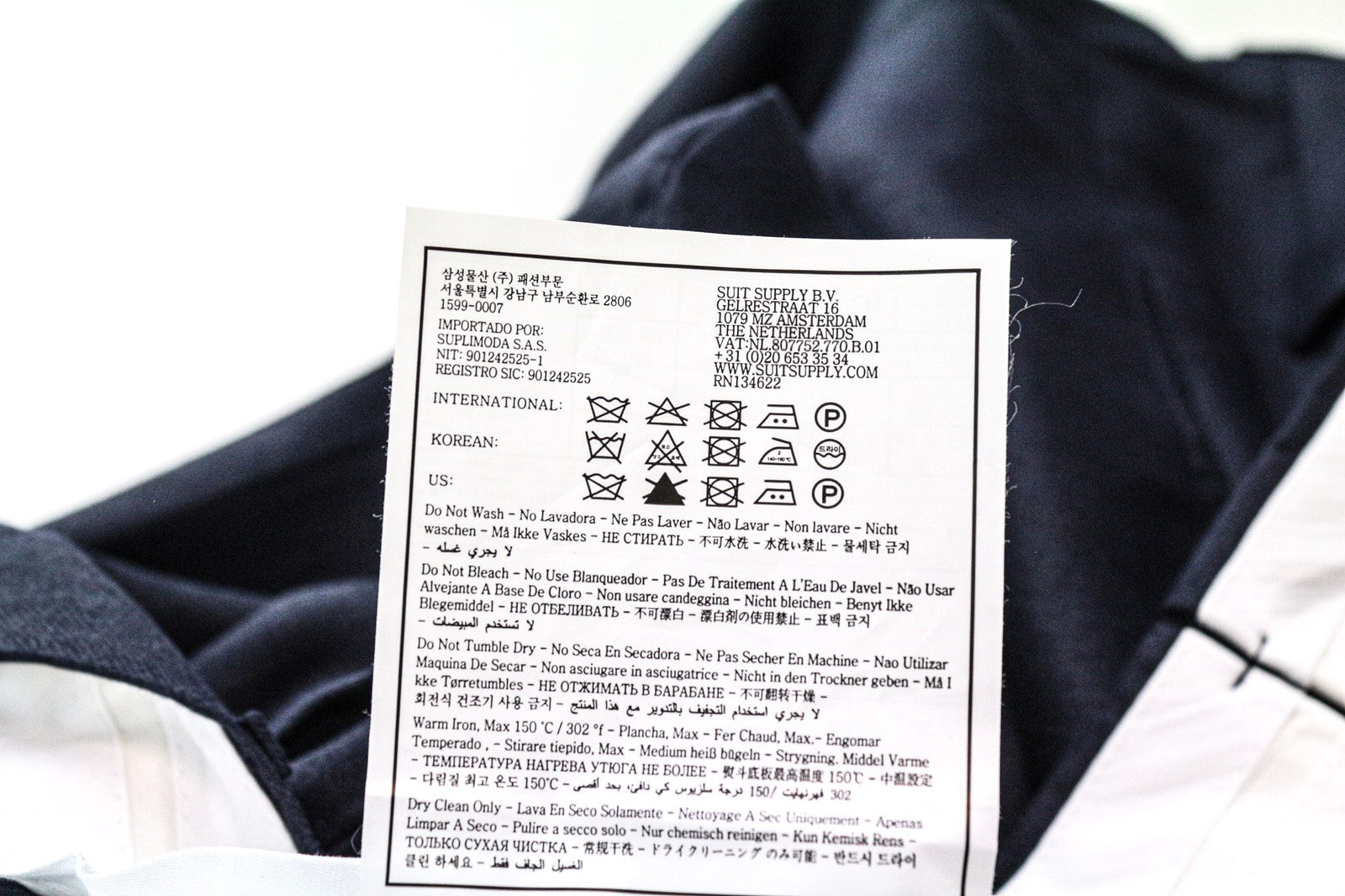 SUITSUPPLY Brescia Men's Trousers UK40R Blue Pure Wool Pleated Classic Fit