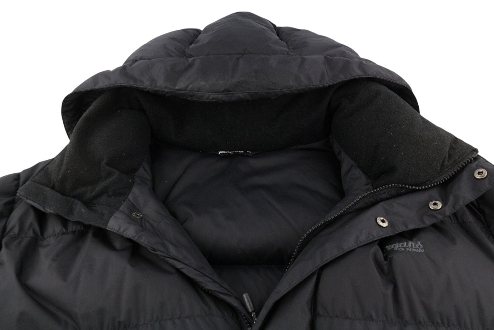 BERGANS OF NORWAY 5331 Down Parka Men Jacket XL Black Hooded Quilted Compression