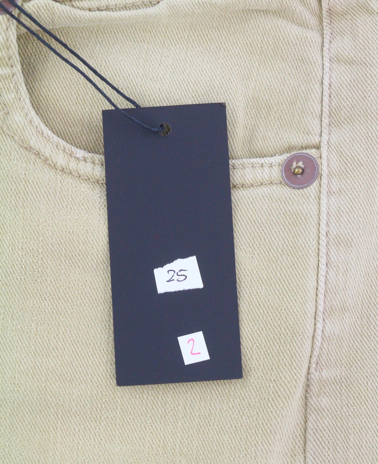 R13 Boy Straight Women Jeans 25 Khaki Stretchy Washed Cropped Ankled RRP€699