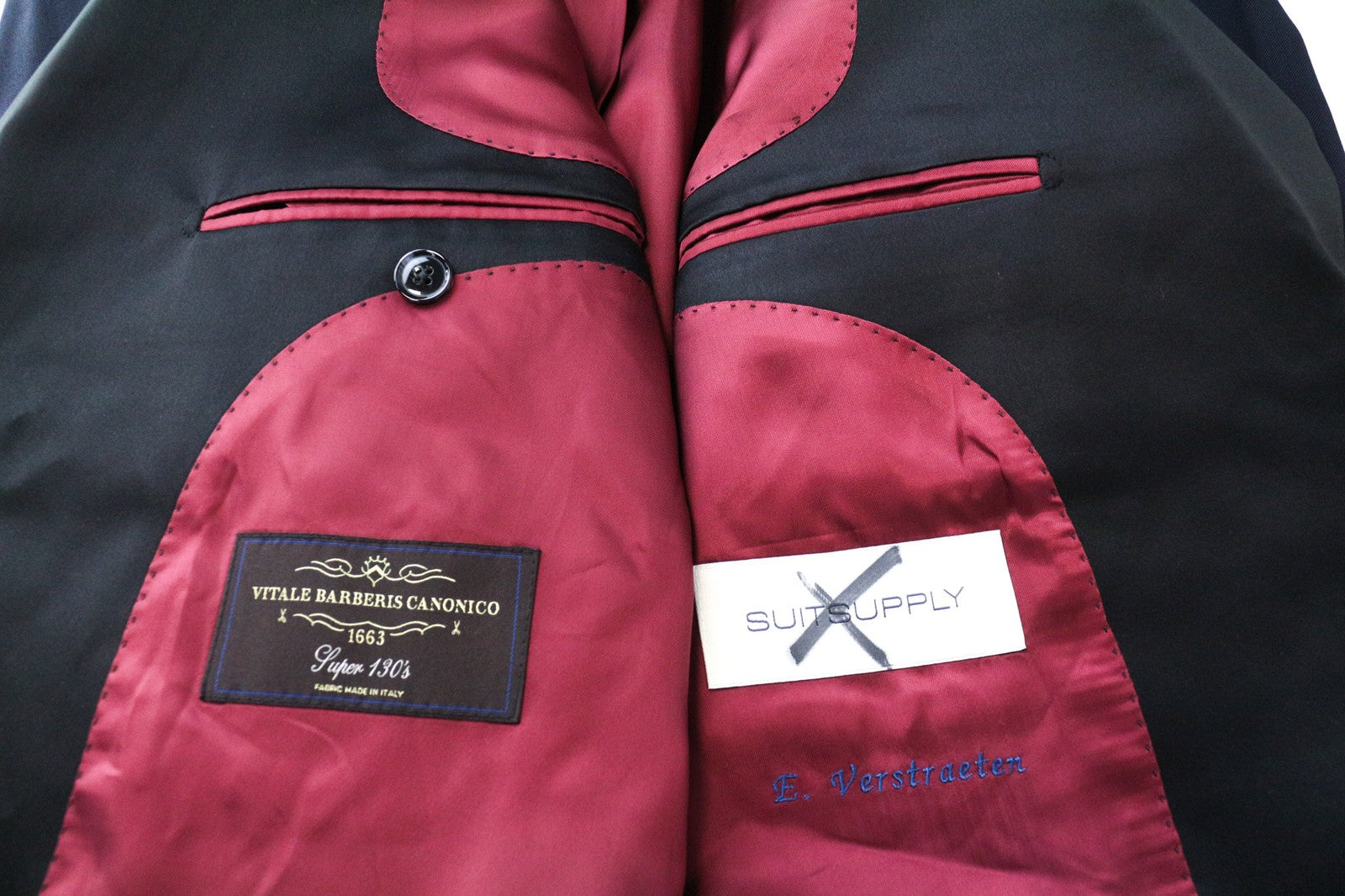 SUITSUPPLY La Spalla vyriškas švarkas UK44R plonas tamsiai mėlynas vilnonis S130s smokingas klasikinis 