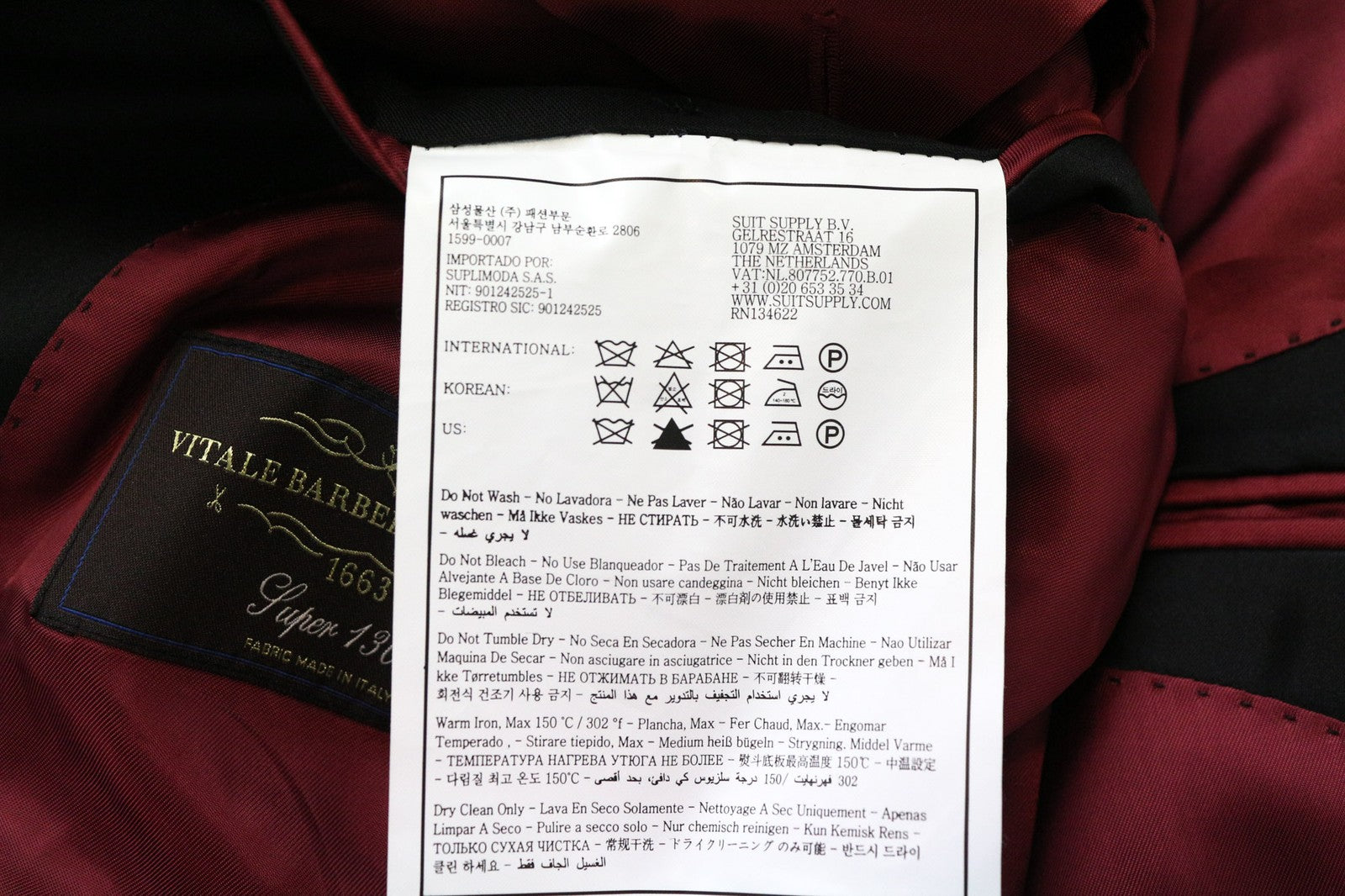 SUITSUPPLY La Spalla vyriškas švarkas UK44R plonas tamsiai mėlynas vilnonis S130s smokingas klasikinis 