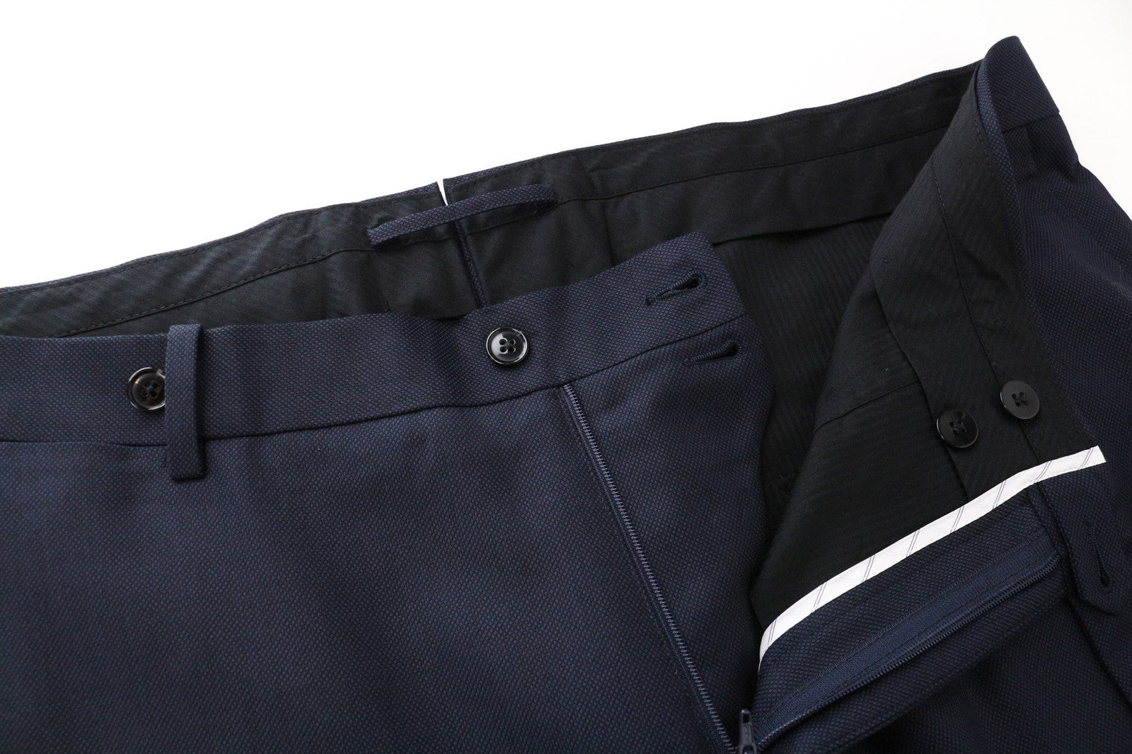 SUITSUPPLY Brescia Men's Trousers UK46R Dark Blue Wool Lined Pleated Front Slim