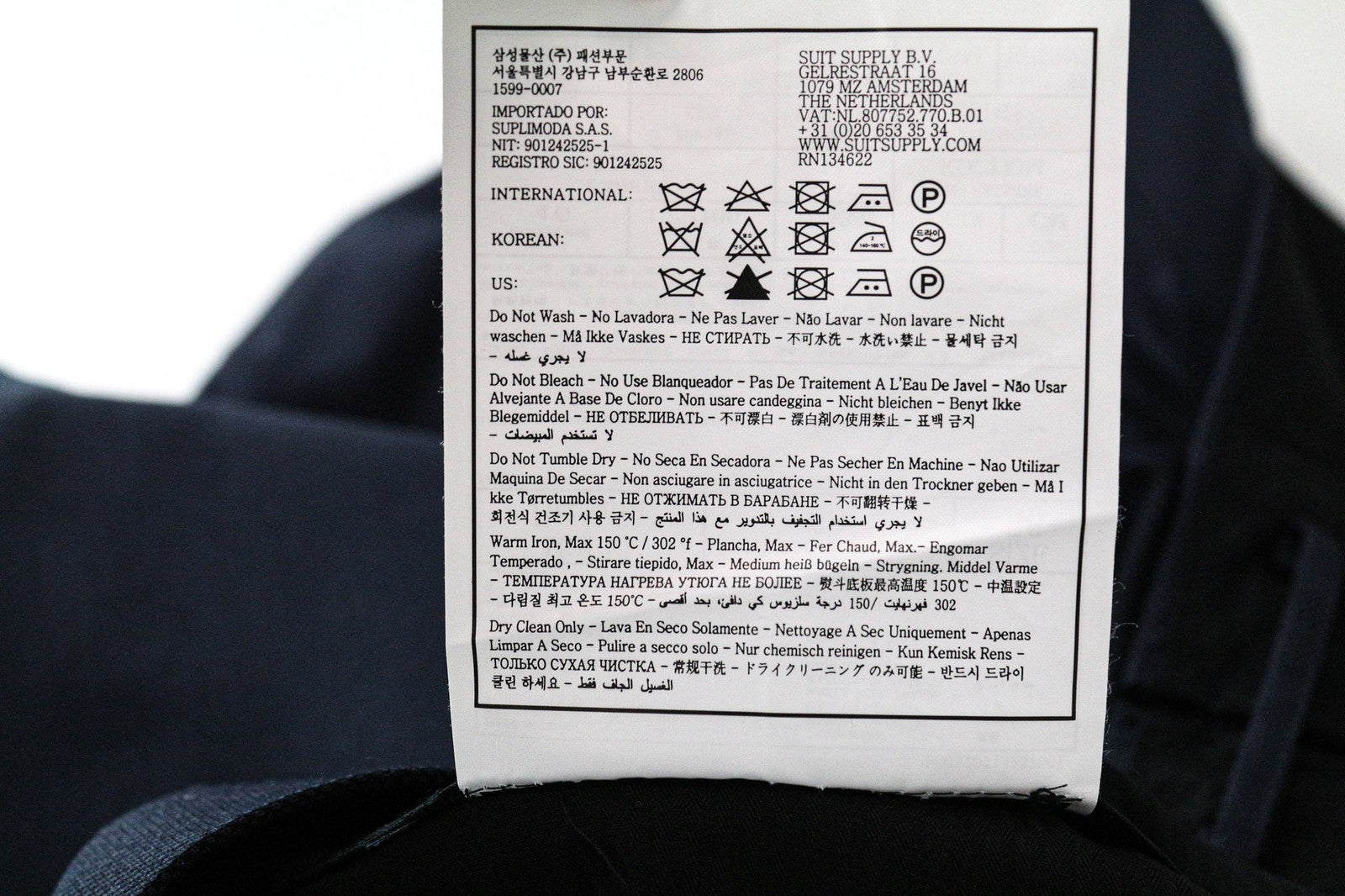 SUITSUPPLY Brescia Men's Trousers UK46R Dark Blue Wool Lined Pleated Front Slim