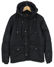 DIESEL Men Jacket S Dark Blue Full Zip Hooded Insulated Drawstring Waist Lined