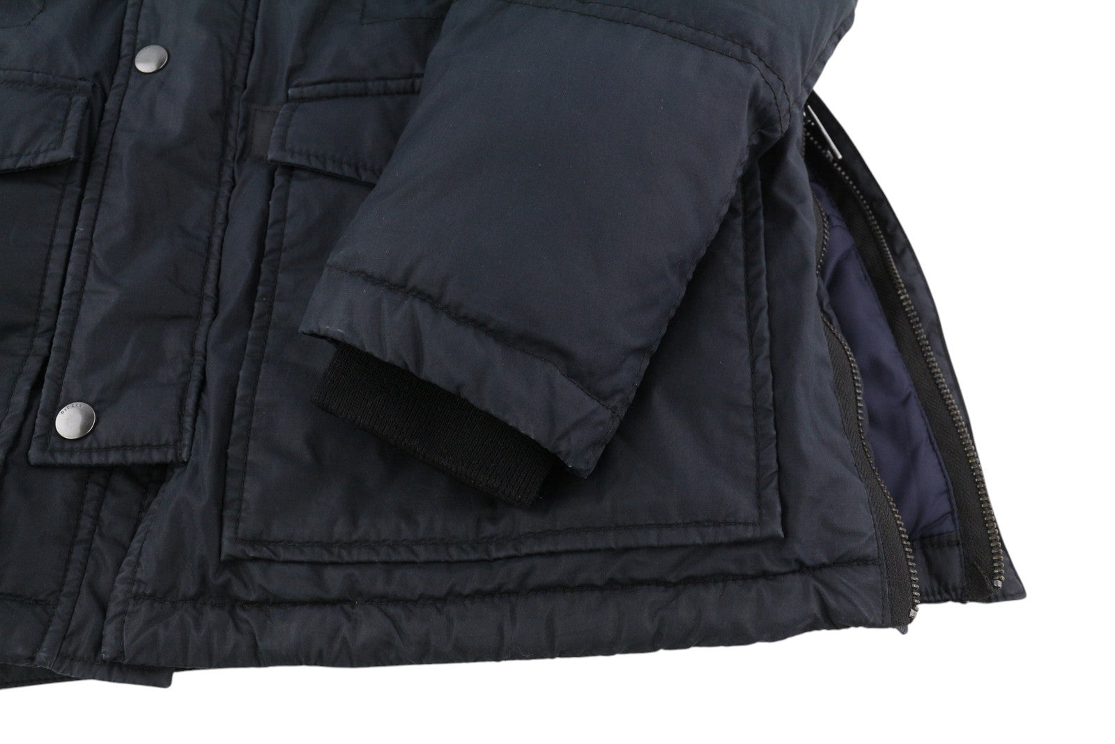 DIESEL Men Jacket S Dark Blue Full Zip Hooded Insulated Drawstring Waist Lined