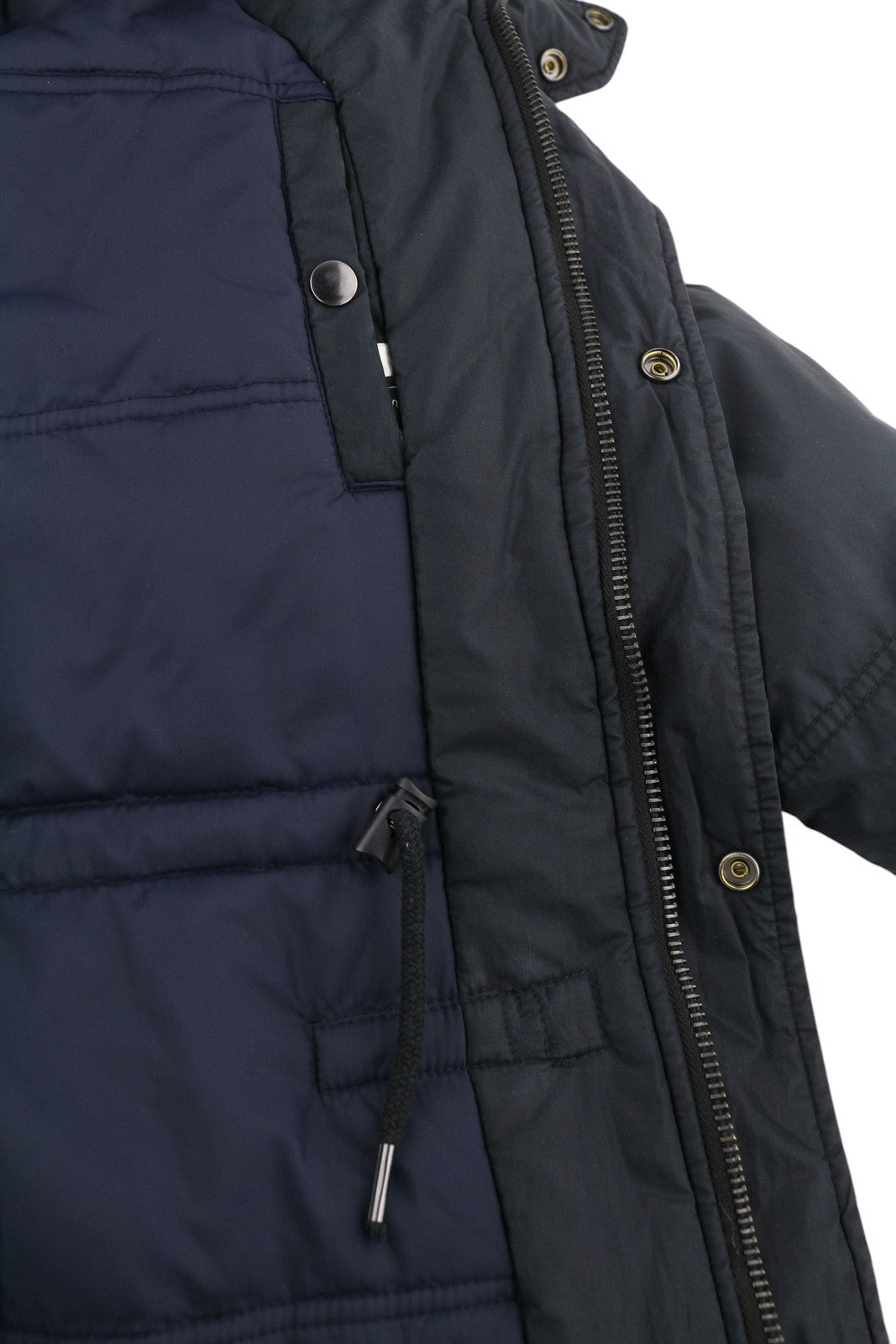 DIESEL Men Jacket S Dark Blue Full Zip Hooded Insulated Drawstring Waist Lined