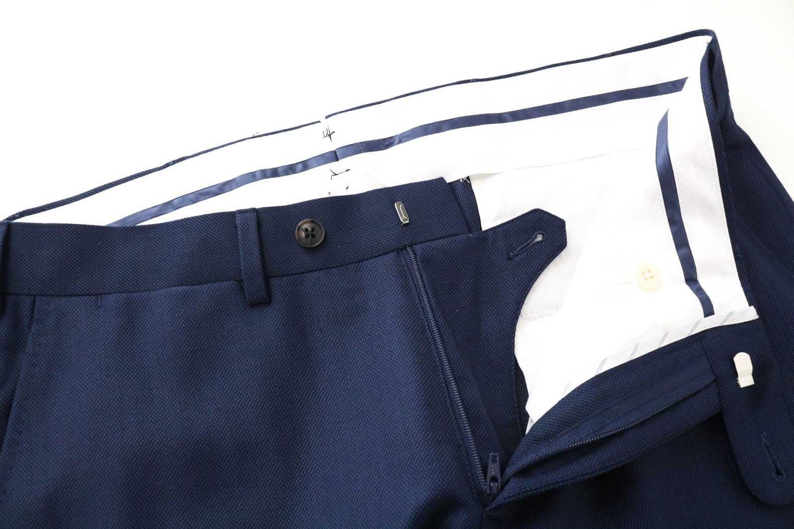 SUITSUPPLY La Spalla Men's Suit UK34S Slim 2Pc Blue Wool Bird's Eye Check S130