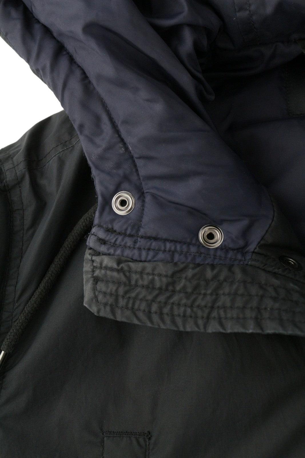 DIESEL Men Jacket M Black Full Zip Hooded Insulated Drawstring Waist Logo Lined